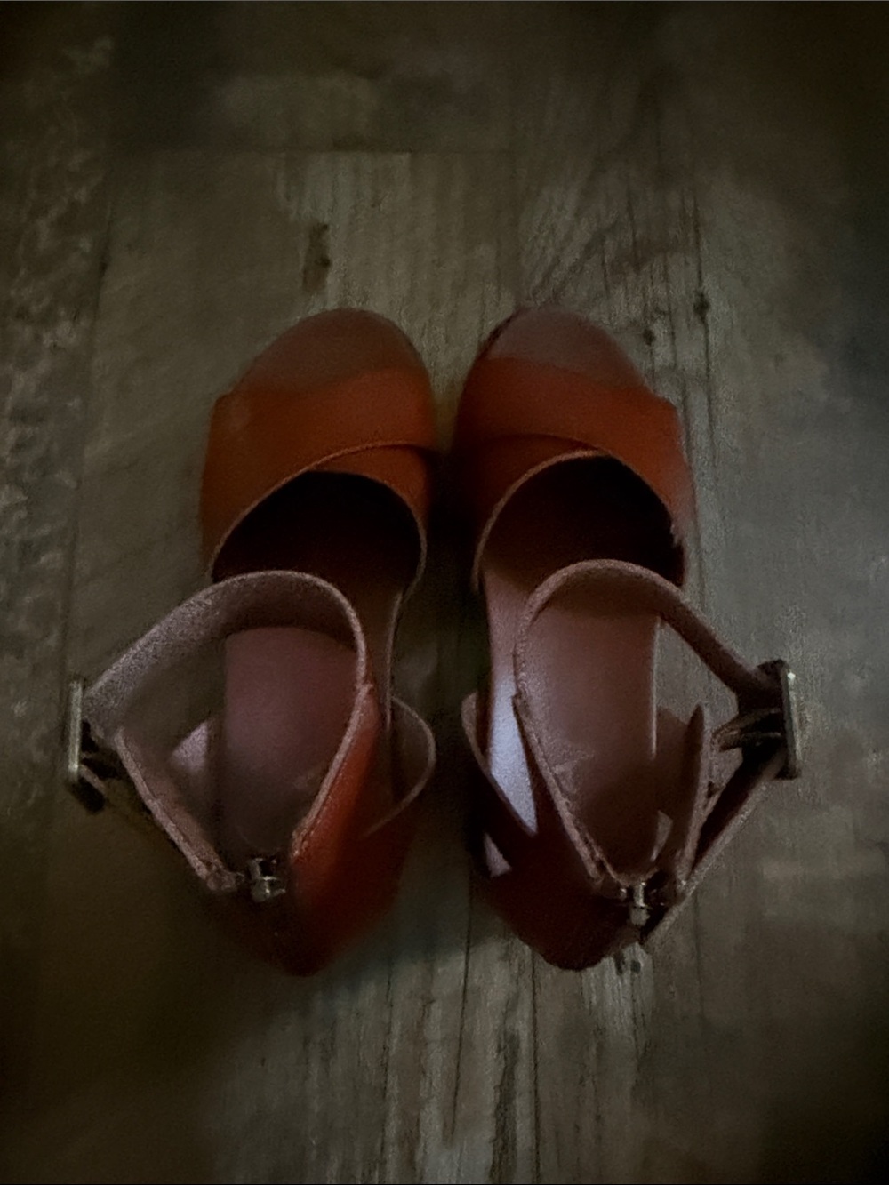 MIA Brown Leather Ankle-Strap Platform Sandals - Women Size 6 - Picture 3 of 5
